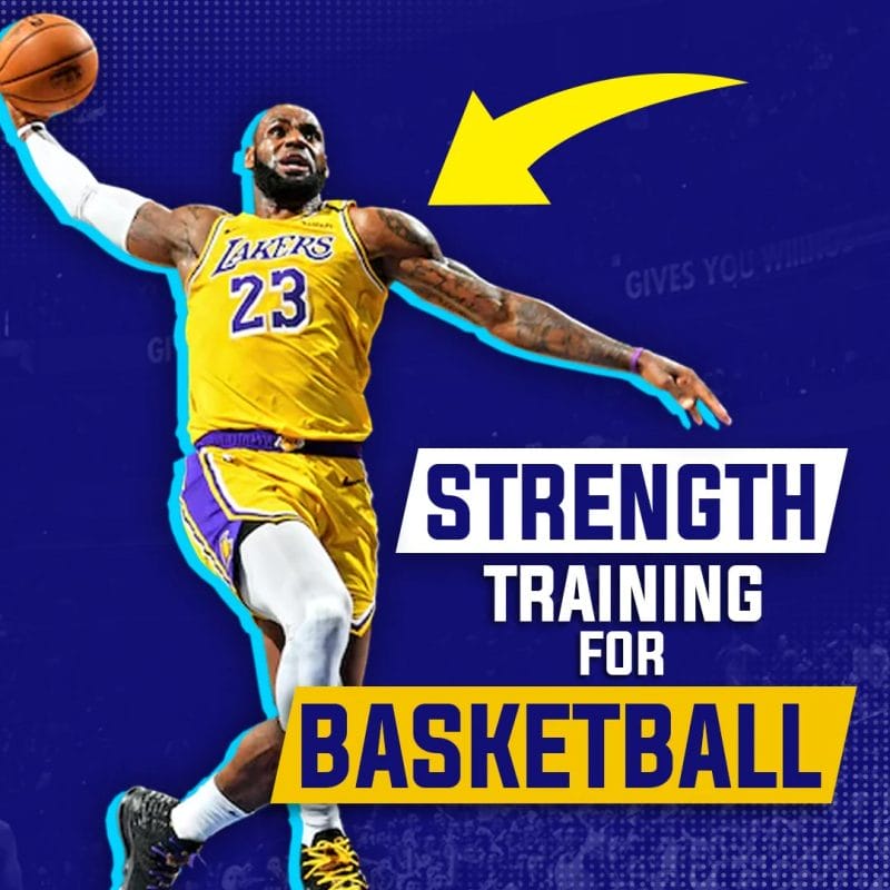Basketball player wit text that says strength Training for basketball